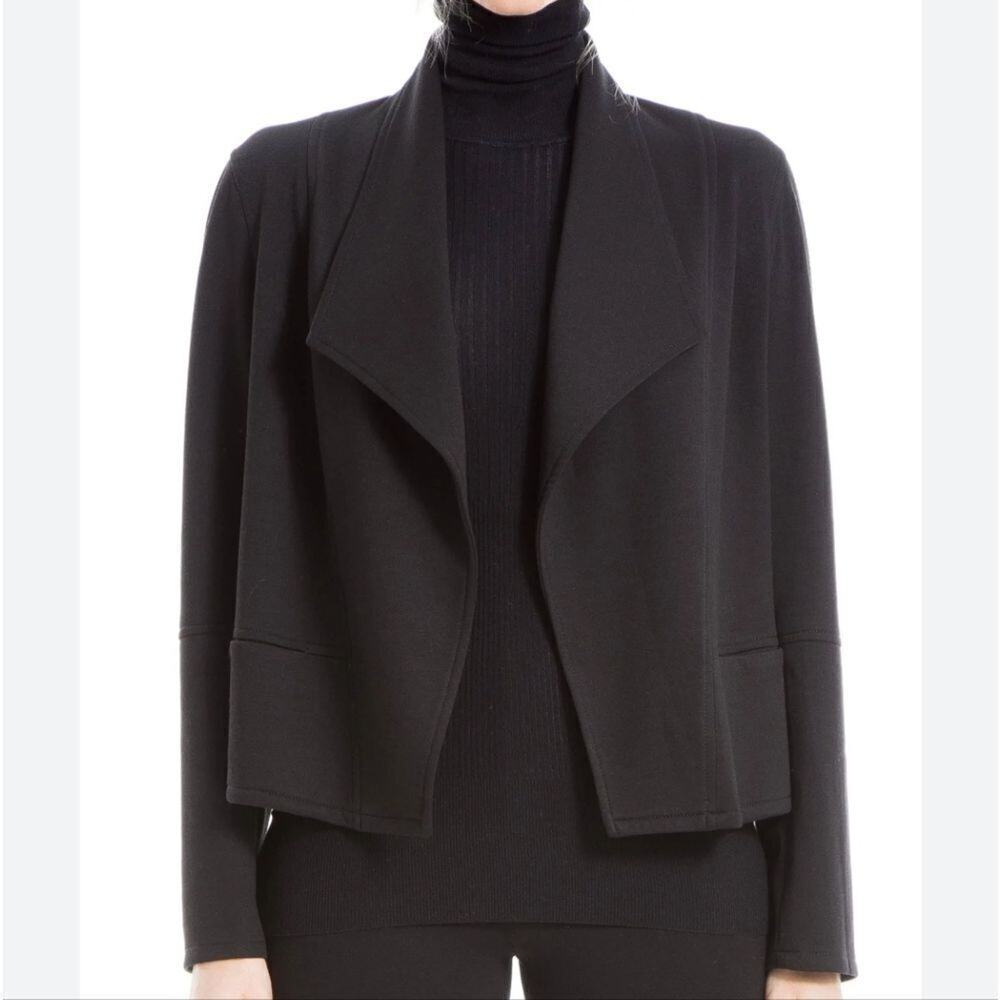 Max Studio Black Knit Drape Front Blazer Size Small